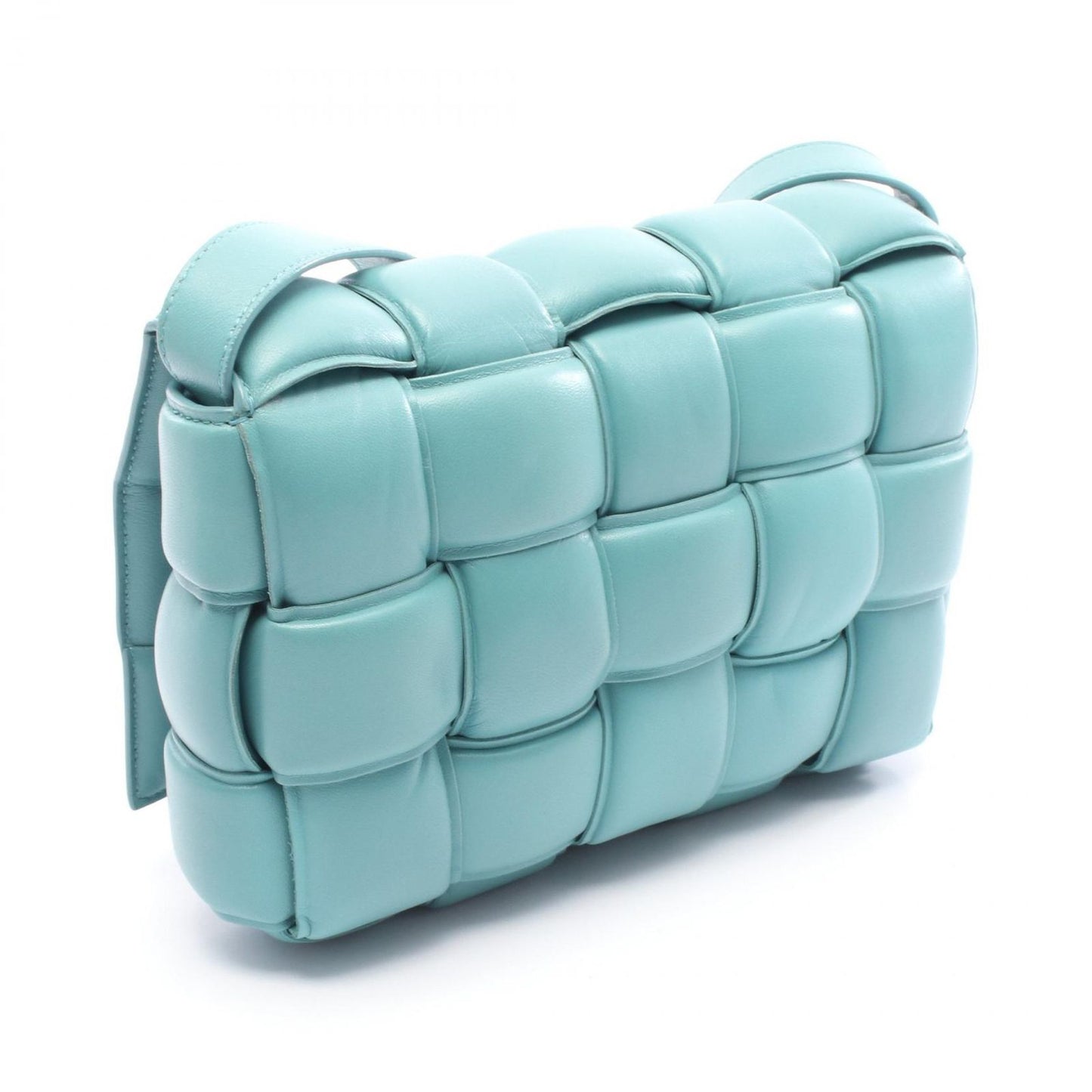 Bottega Veneta Shoulder Bag Padded Cassette Intrecciato Light Blue Leather Maxi — view 2