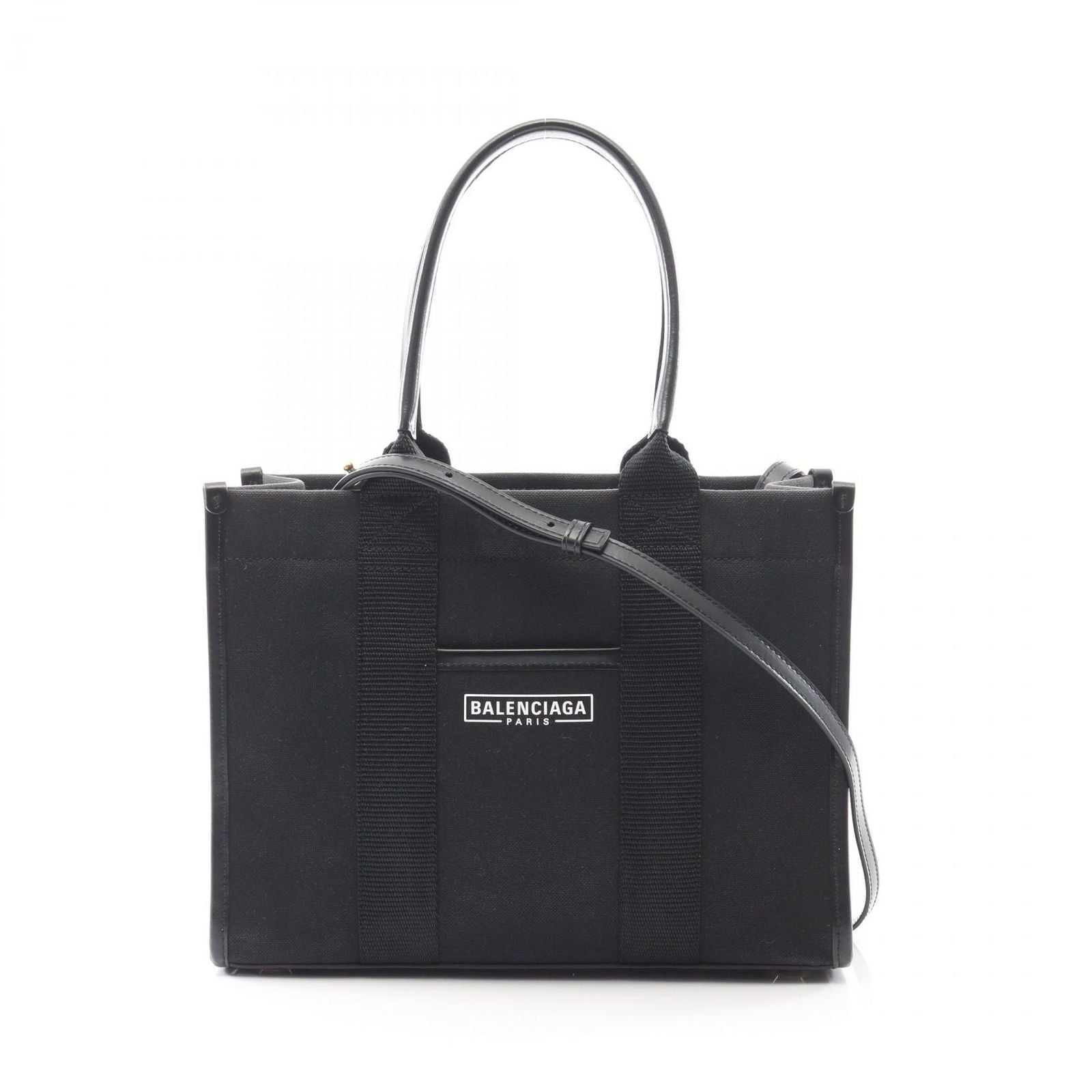 Balenciaga Tote Black Canvas Leather Small