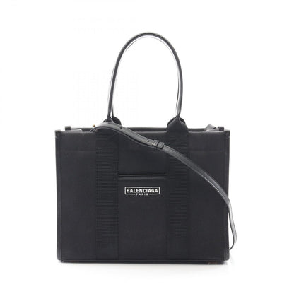 Balenciaga Tote Black Canvas Leather Small