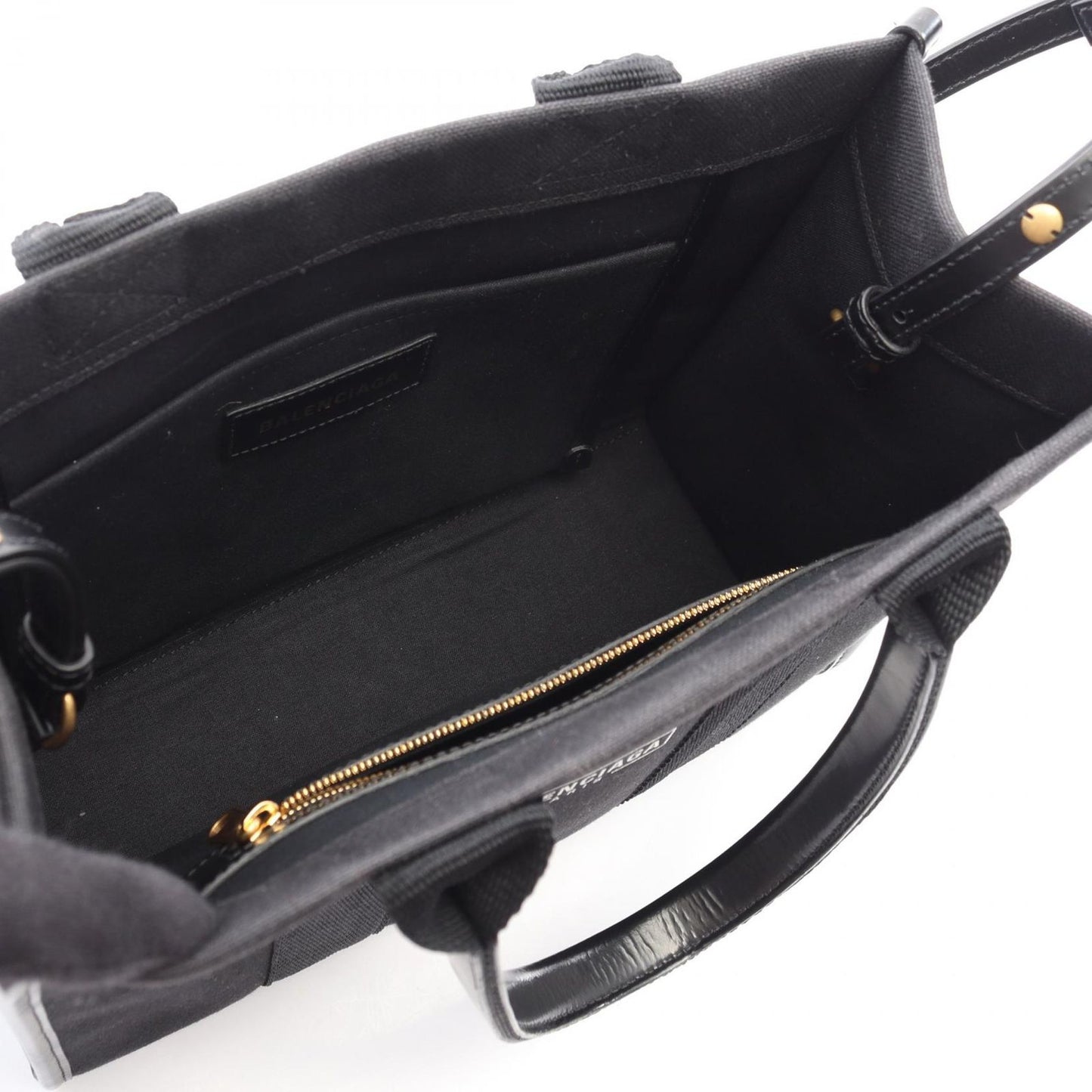 Balenciaga Tote Black Canvas Leather Small — view 3