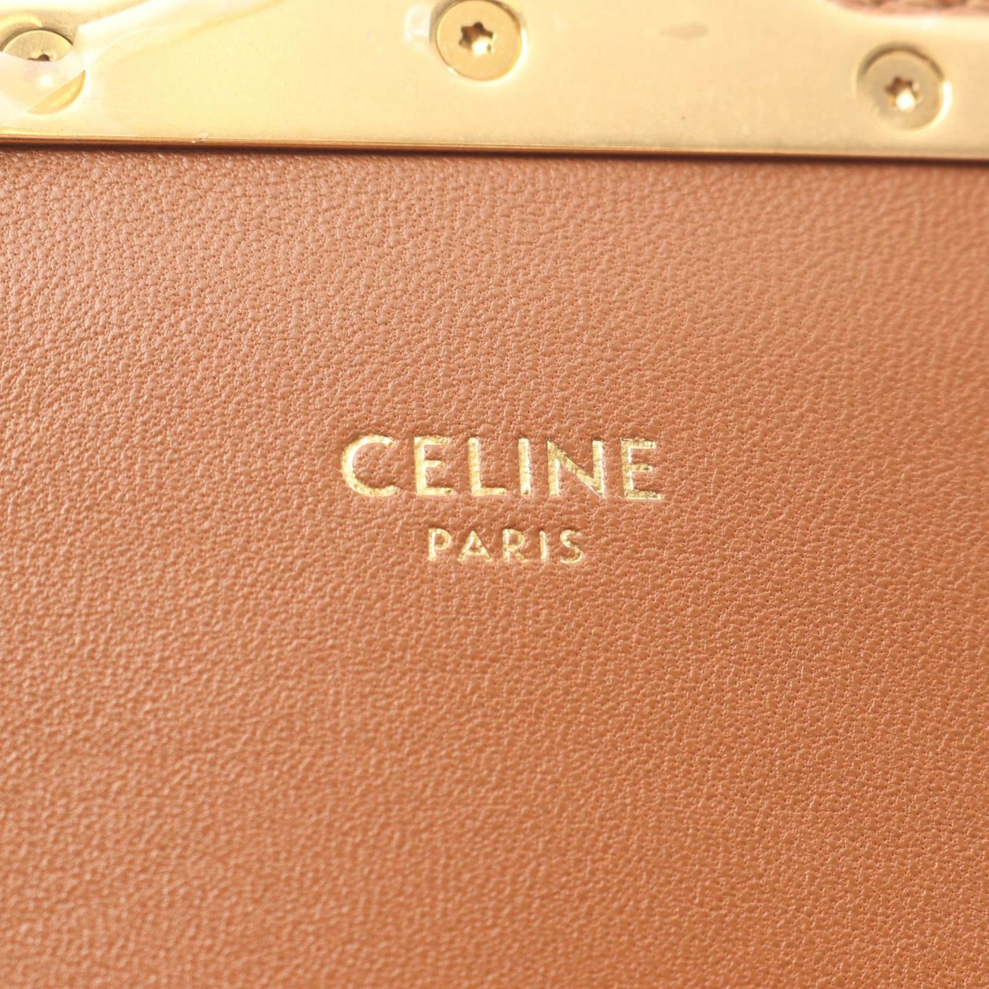 Celine Shoulder Bag Teen Triomphe Natural Brown Canvas Leather — view 4