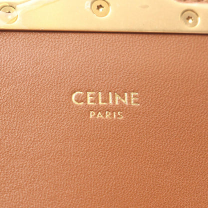 Celine Shoulder Bag Teen Triomphe Natural Brown Canvas Leather — view 4