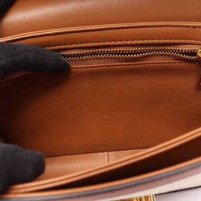 Celine Shoulder Bag Teen Triomphe Natural Brown Canvas Leather — view 6