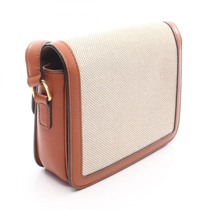 Celine Shoulder Bag Teen Triomphe Natural Brown Canvas Leather — view 2