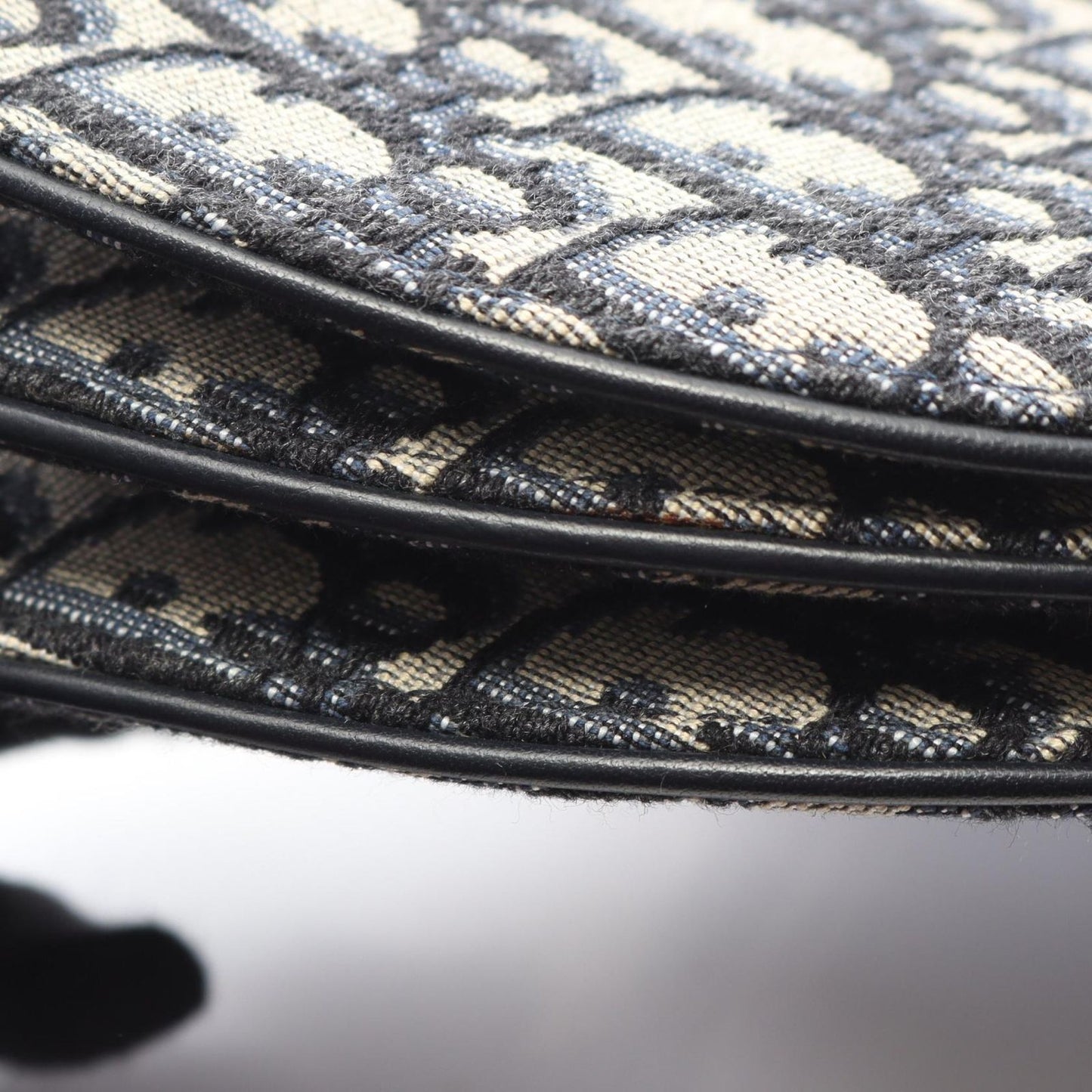 Dior Shoulder Bag White Navy Canvas Leather Blue Oblique — view 7