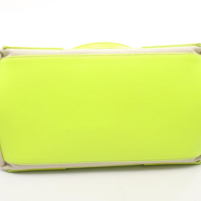 Balenciaga Tote Navy Cabas Neon Yellow Canvas Leather — view 8