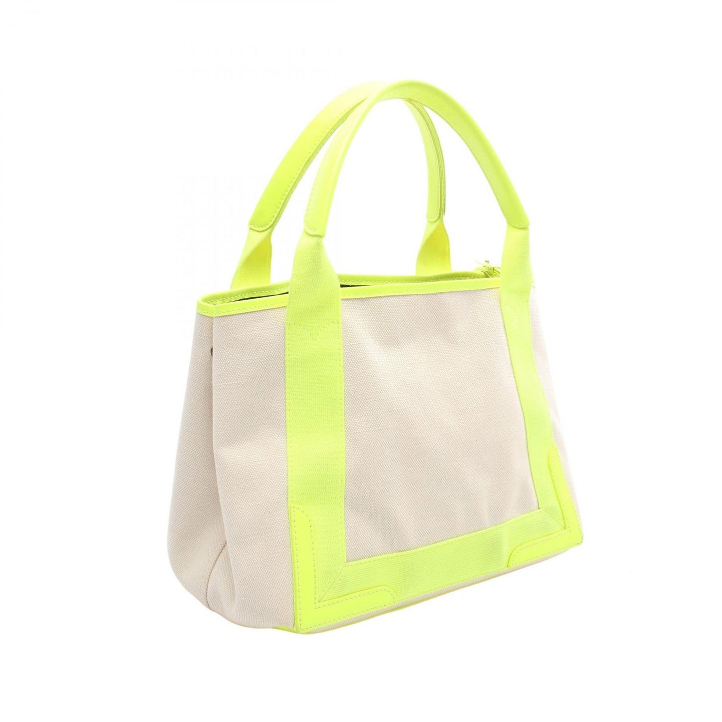 Balenciaga Tote Navy Cabas Neon Yellow Canvas Leather — view 2