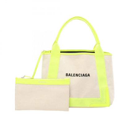 Balenciaga Tote Navy Cabas Neon Yellow Canvas Leather