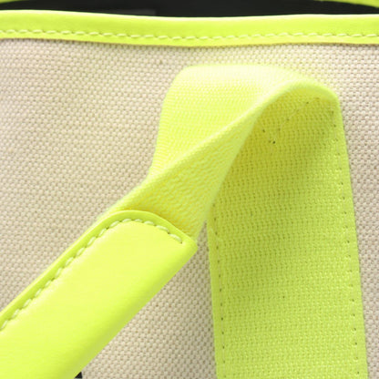 Balenciaga Tote Navy Cabas Neon Yellow Canvas Leather — view 7