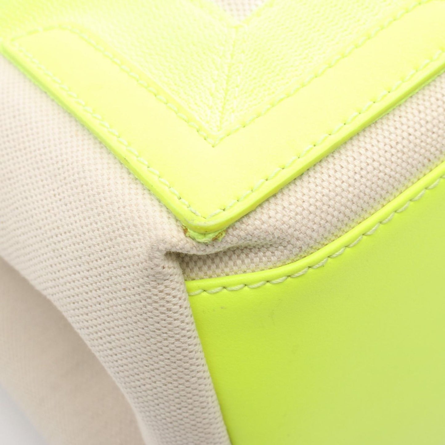 Balenciaga Tote Navy Cabas Neon Yellow Canvas Leather — view 5