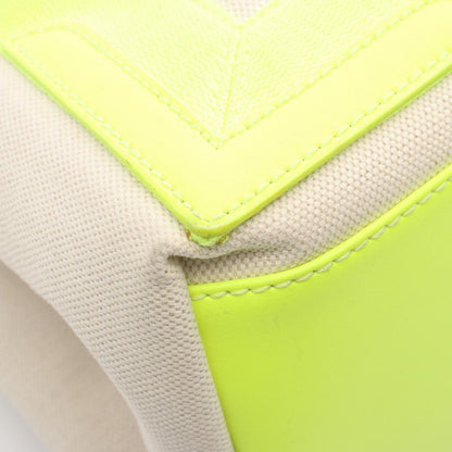 Balenciaga Tote Navy Cabas Neon Yellow Canvas Leather — view 5