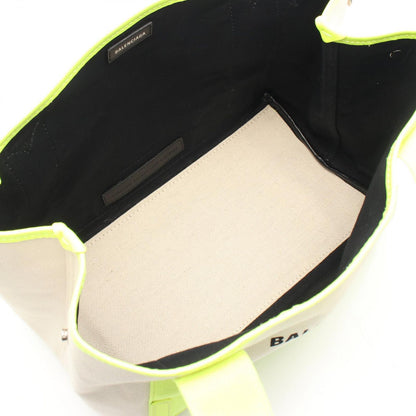 Balenciaga Tote Navy Cabas Neon Yellow Canvas Leather — view 3
