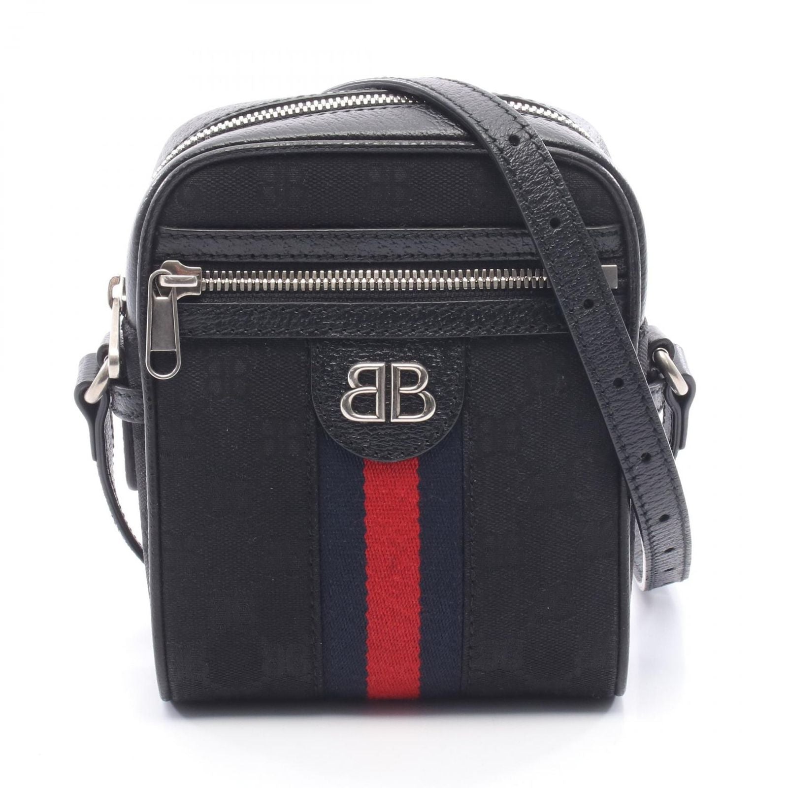 Gucci Shoulder Bag Hacker Project Black Canvas Leather
