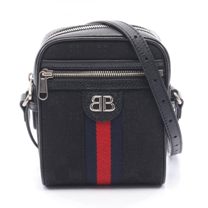 Gucci Shoulder Bag Hacker Project Black Canvas Leather