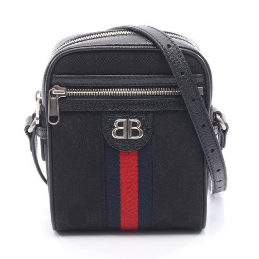 Gucci Shoulder Bag Hacker Project Black Canvas Leather