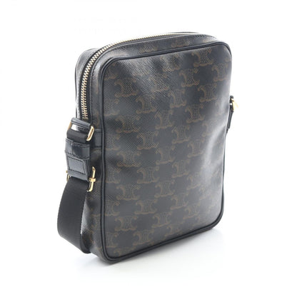 Celine Shoulder Bag Triomphe Black Canvas Leather — view 2