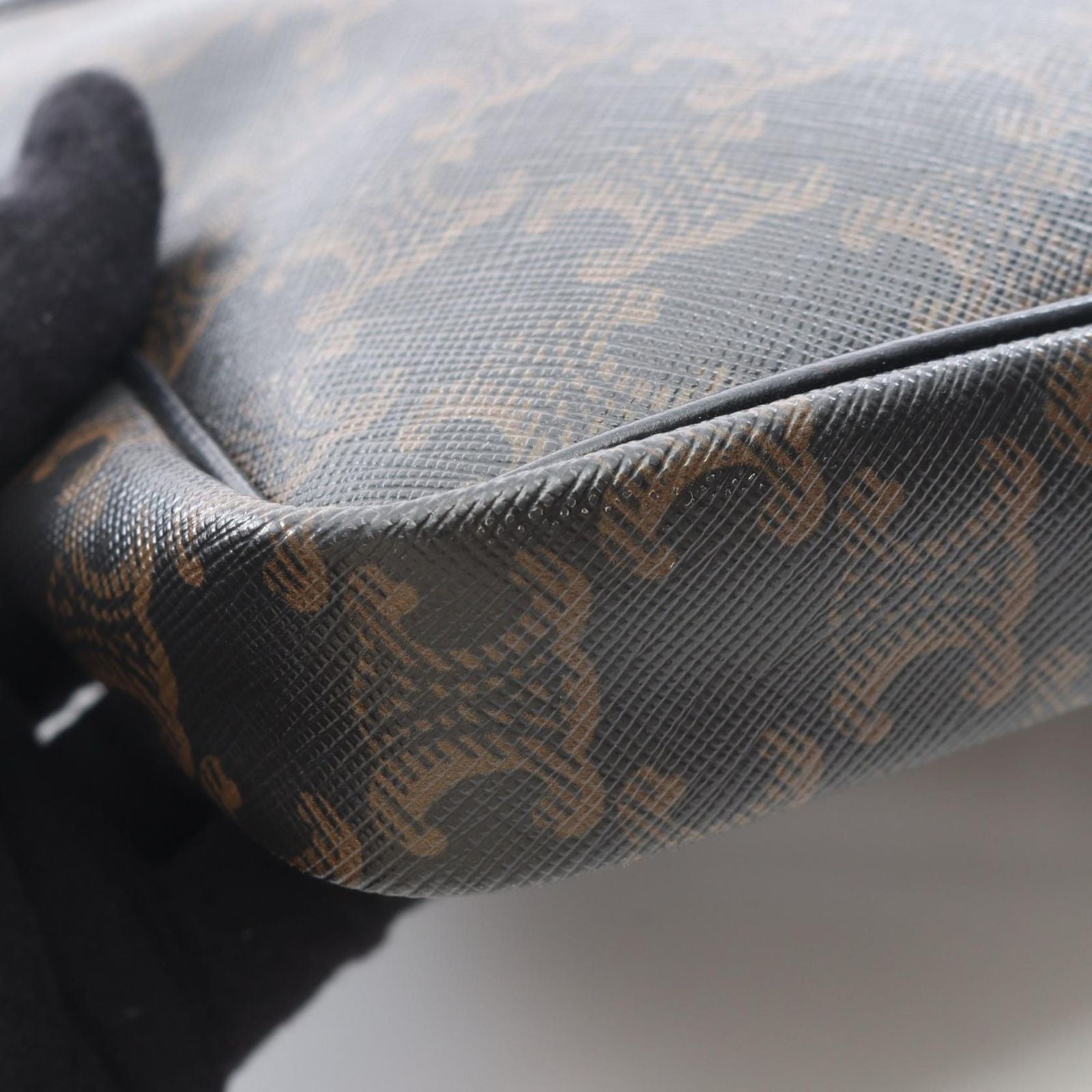 Celine Shoulder Bag Triomphe Black Canvas Leather — view 5