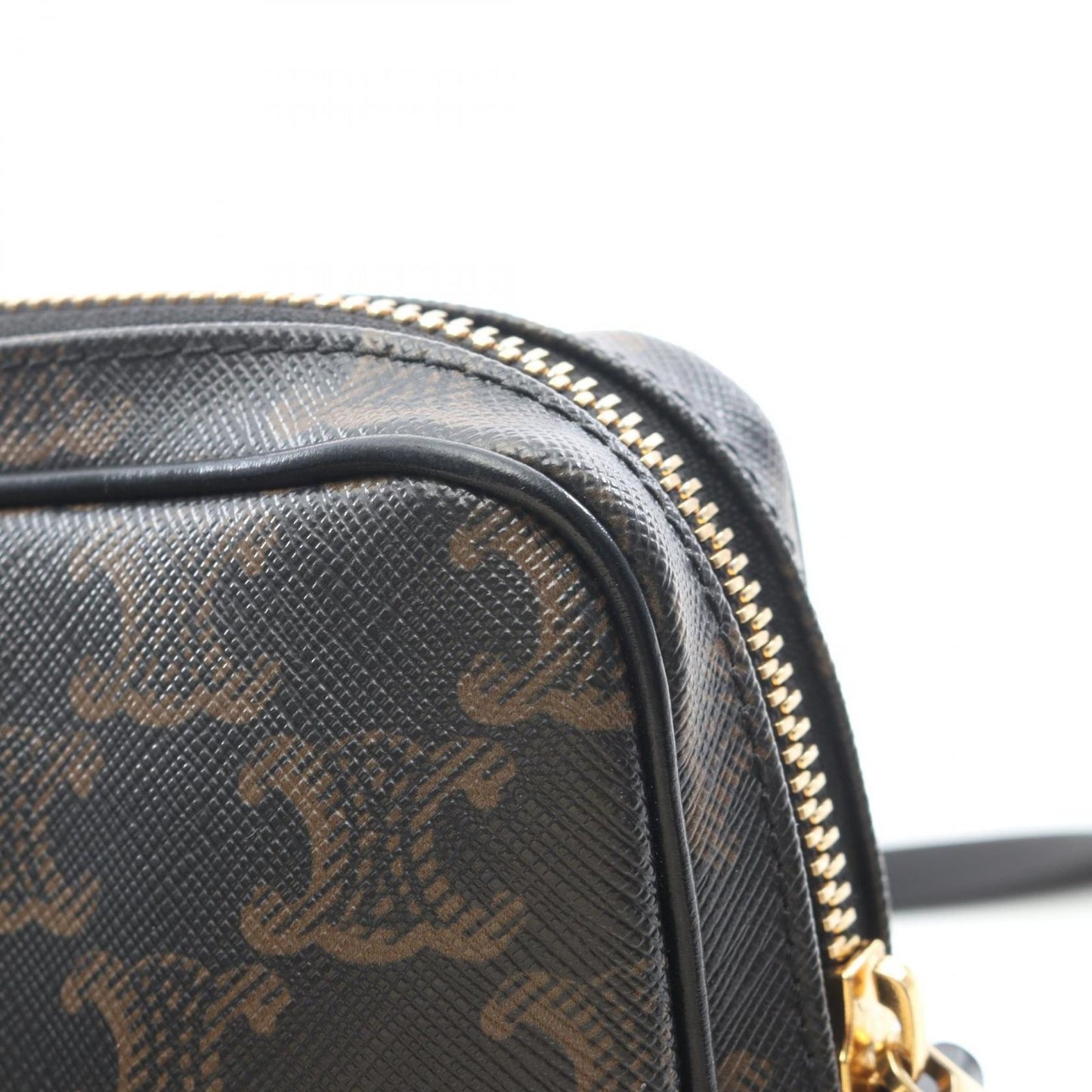 Celine Shoulder Bag Triomphe Black Canvas Leather — view 7