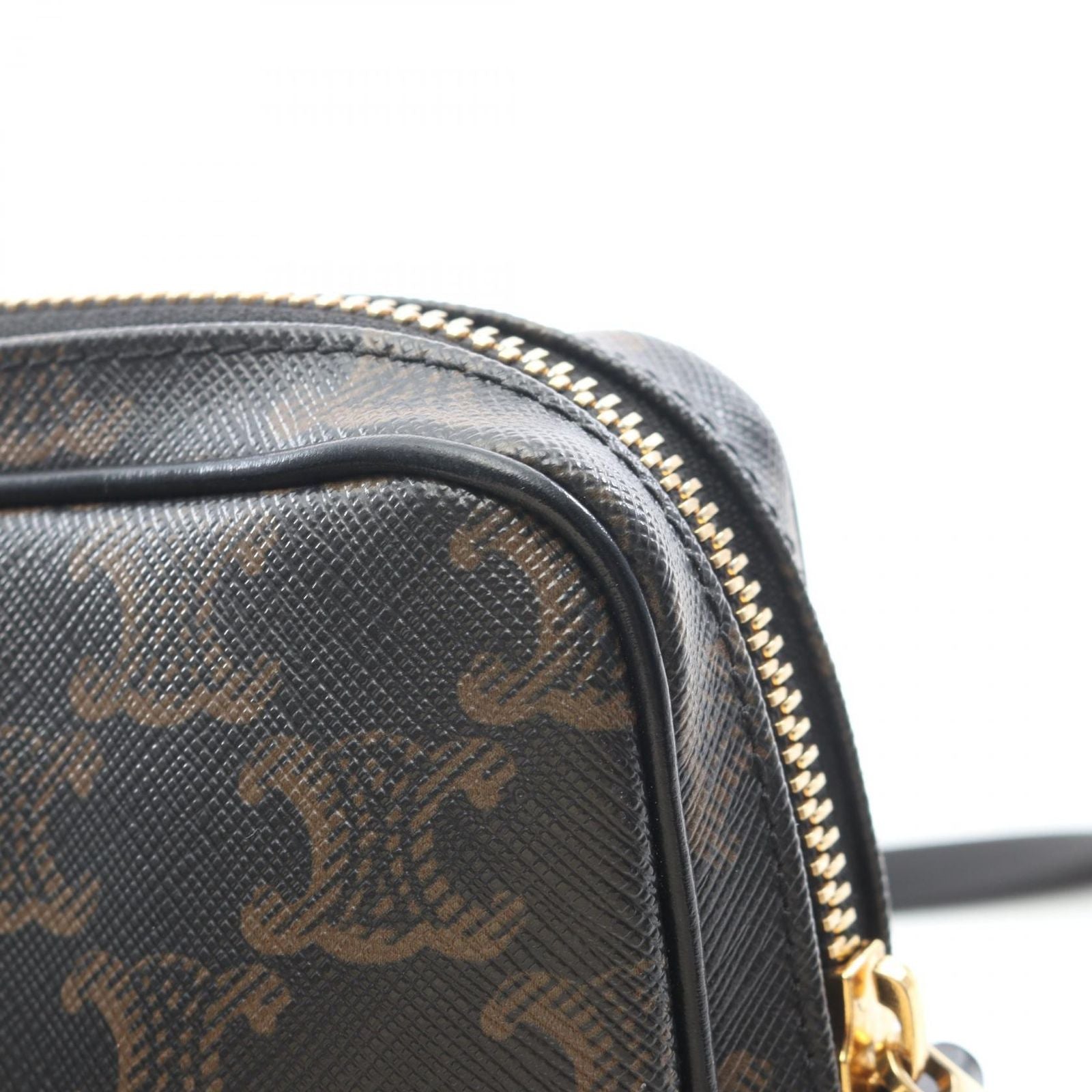 Celine Shoulder Bag Triomphe Black Canvas Leather — view 7