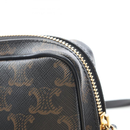 Celine Shoulder Bag Triomphe Black Canvas Leather — view 7