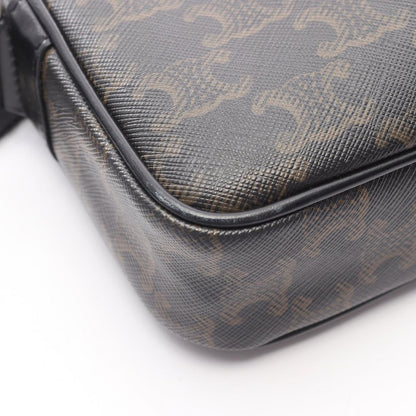 Celine Seri Shoulder Bag Triomphe Black Coating Ting Canvas Leather — view 7