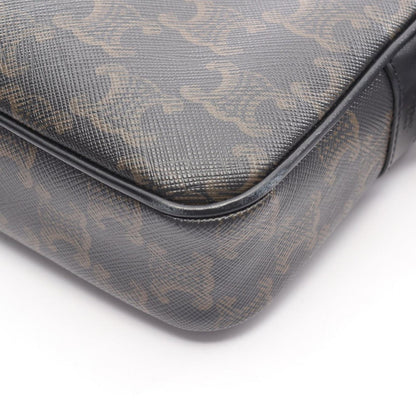 Celine Seri Shoulder Bag Triomphe Black Coating Ting Canvas Leather — view 6