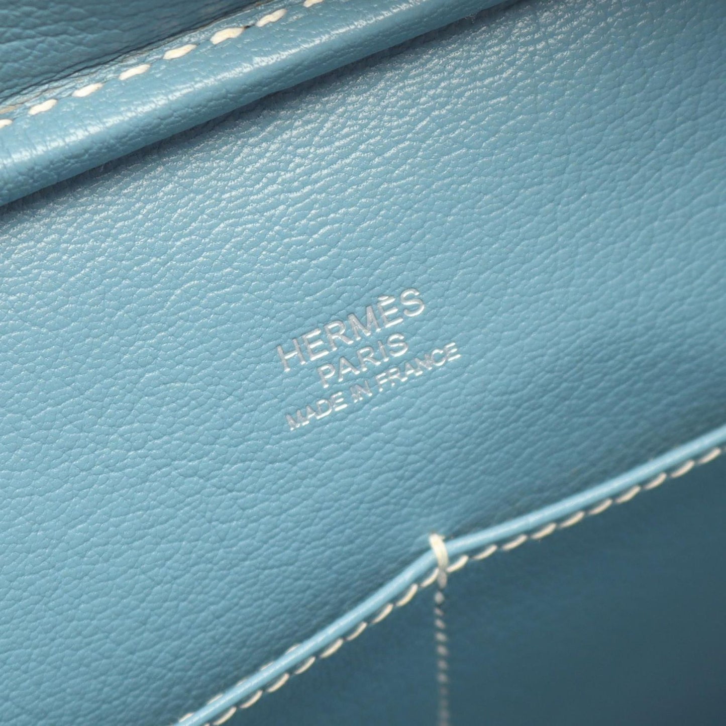 Hermes Handbag Plume 28 Blue Jean Leather Calf — view 4