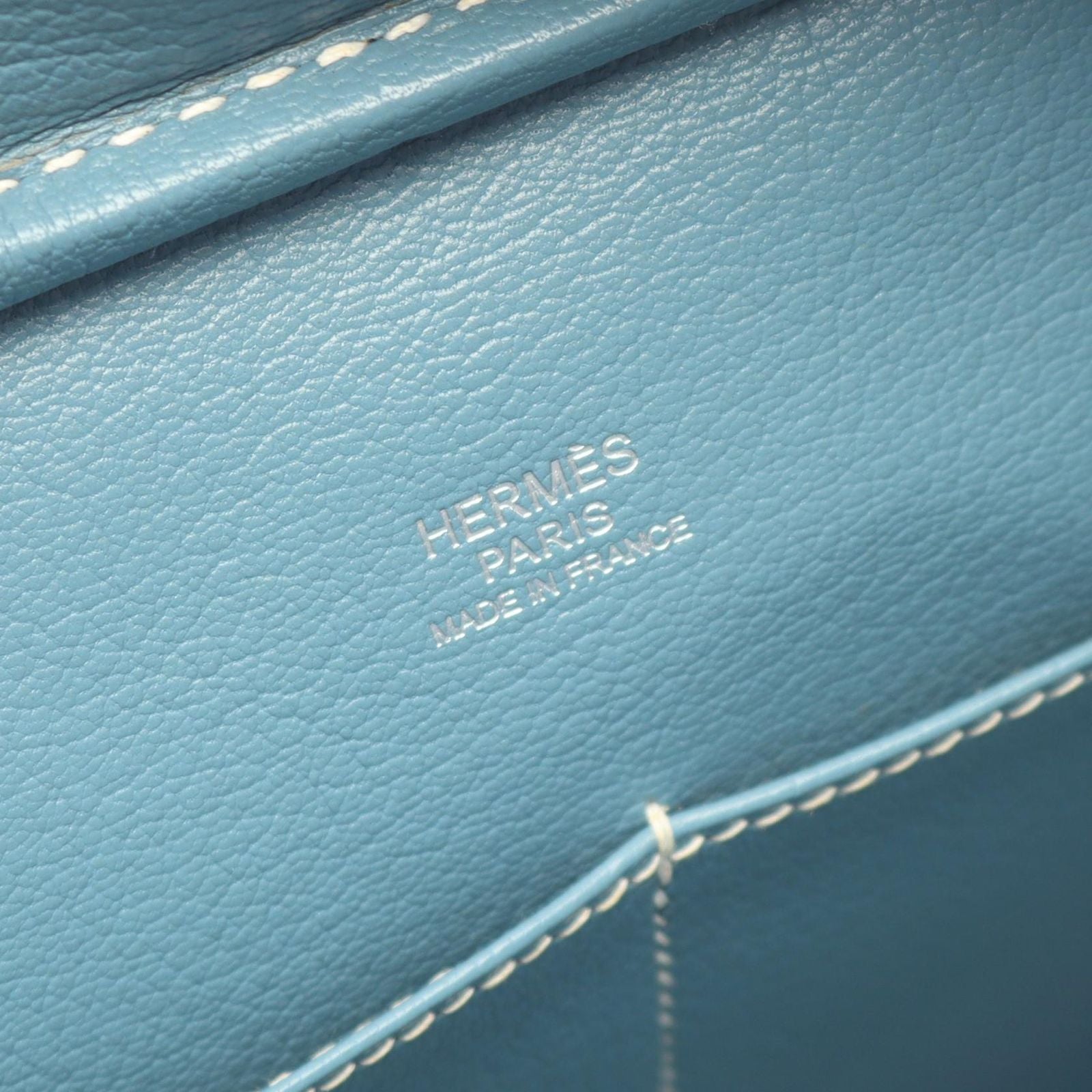 Hermes Handbag Plume 28 Blue Jean Leather Calf — view 4