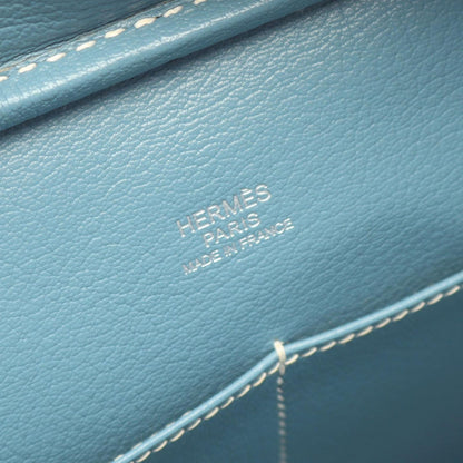 Hermes Handbag Plume 28 Blue Jean Leather Calf — view 4