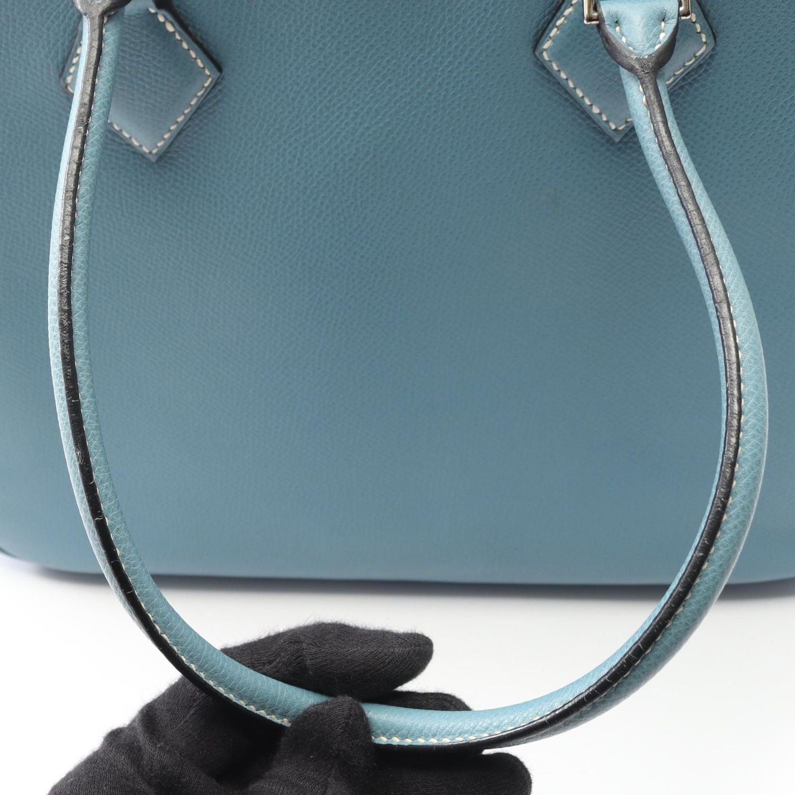 Hermes Handbag Plume 28 Blue Jean Leather Calf — view 9