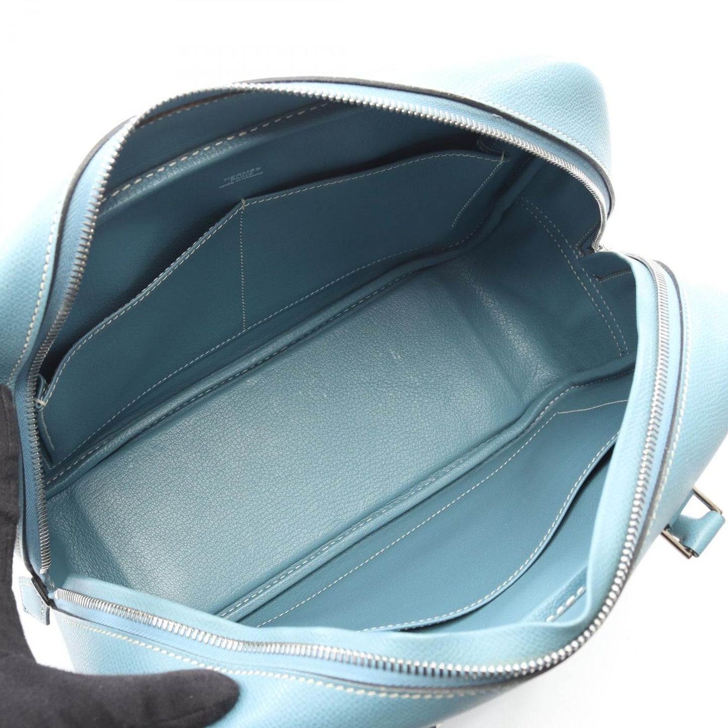 Hermes Handbag Plume 28 Blue Jean Leather Calf — view 3