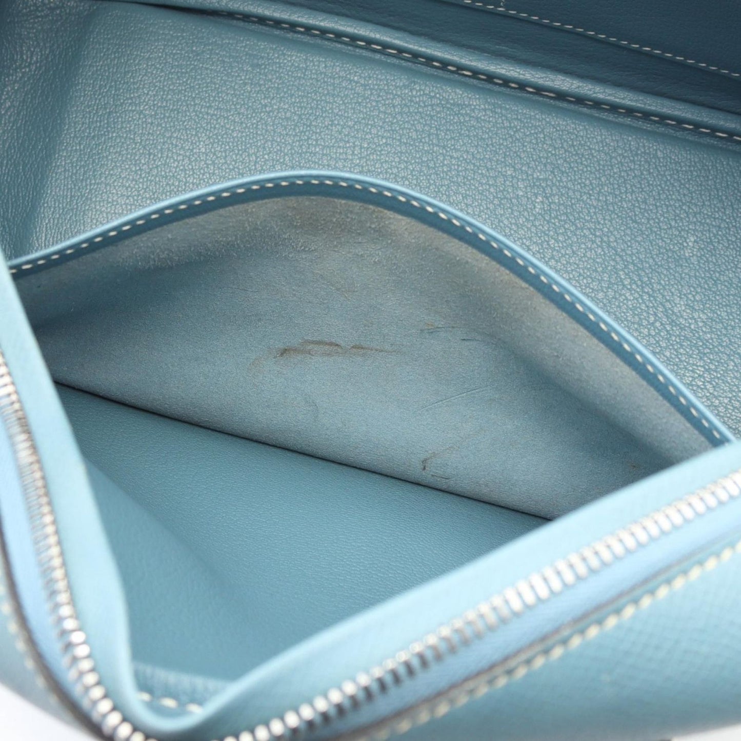 Hermes Handbag Plume 28 Blue Jean Leather Calf — view 6