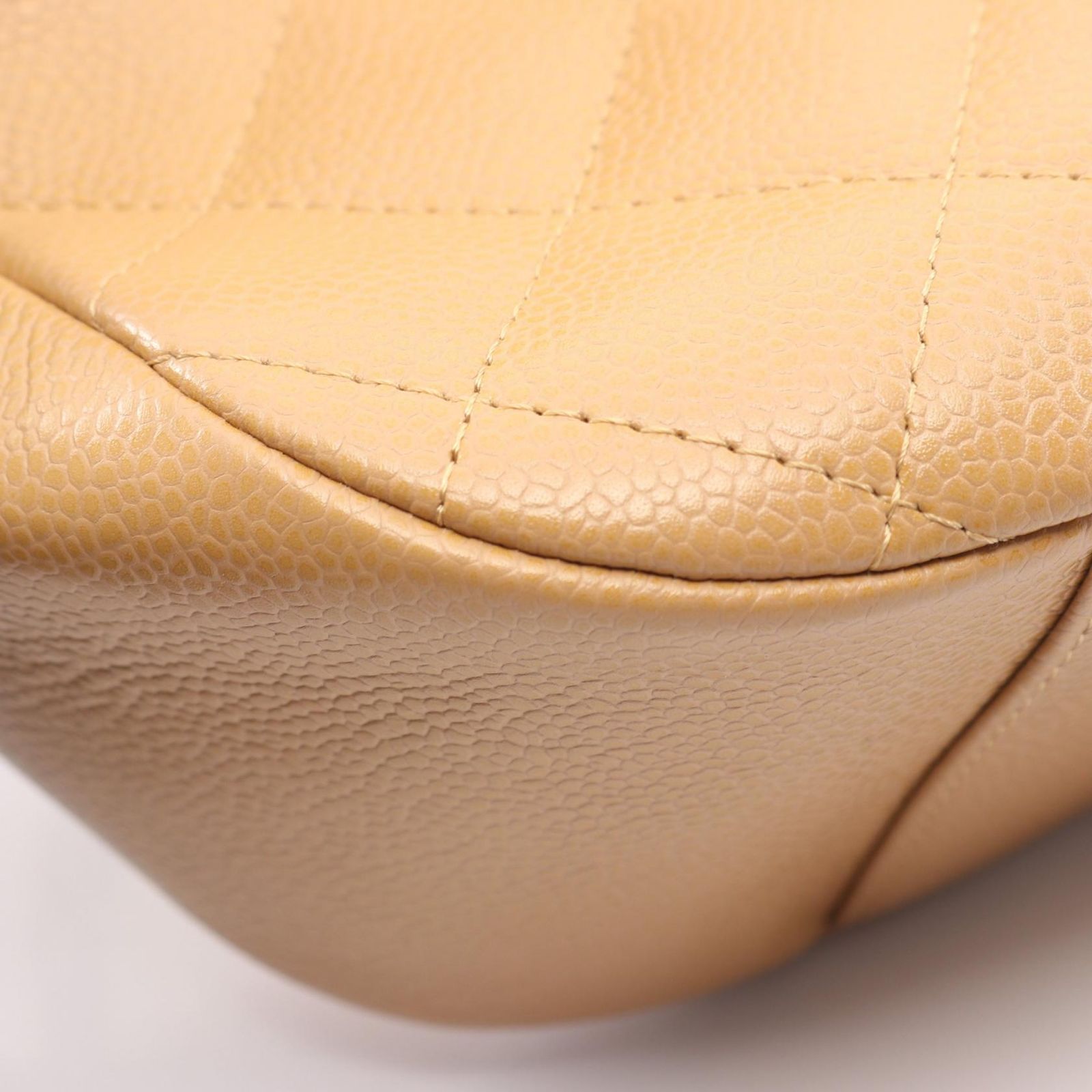 Chanel Shoulder Bag CC Logo Beige Caviar Leather Quilted CC Chang — view 7