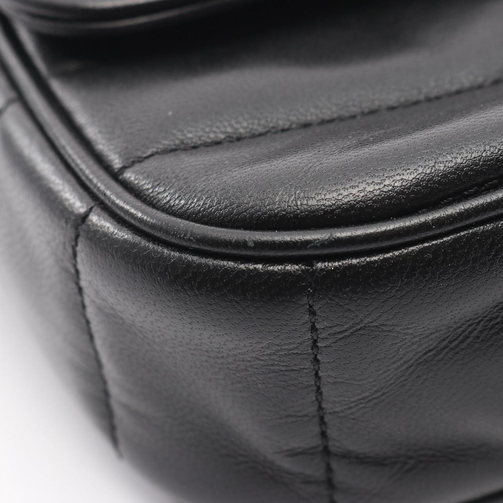 Celine Shoulder Bag Matelasse Monochrome Black Leather Chain — view 6