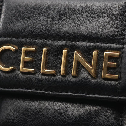 Celine Shoulder Bag Matelasse Monochrome Black Leather Chain — view 5