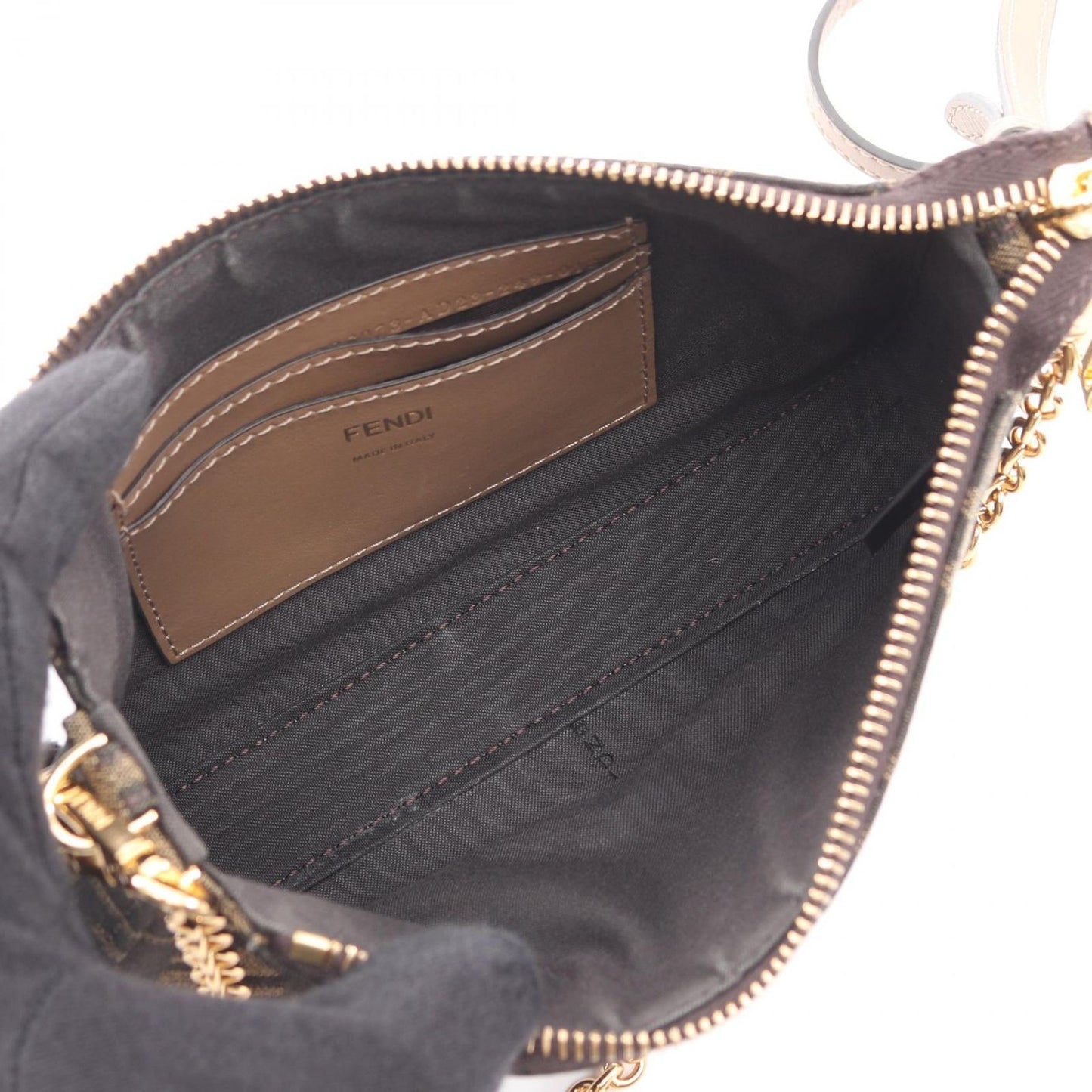 Fendi Handbag Baguette Pouch Zucca Black Brown Canvas Leather Slim Clutch — view 3