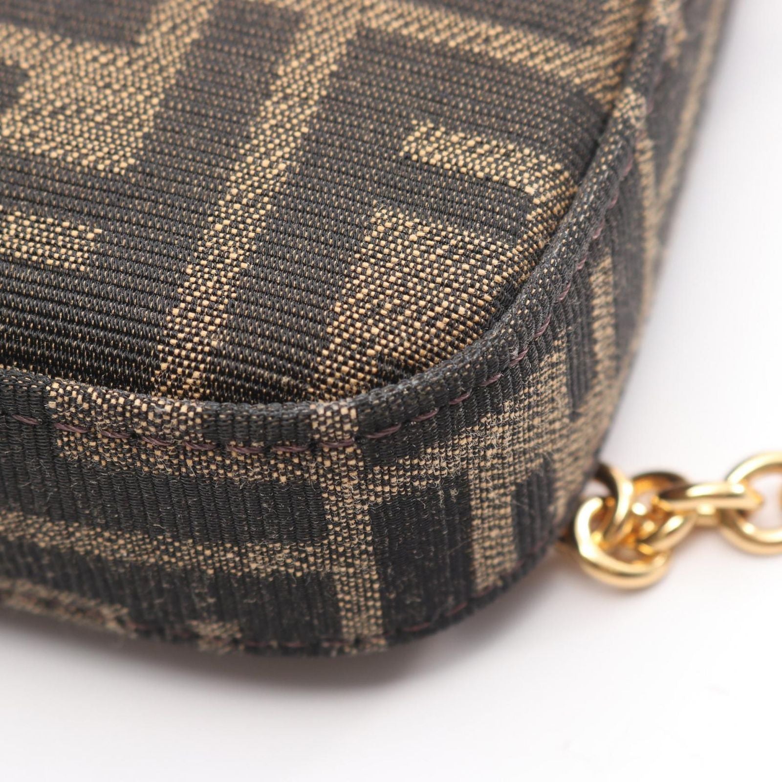 Fendi Handbag Baguette Pouch Zucca Black Brown Canvas Leather Slim Clutch — view 6