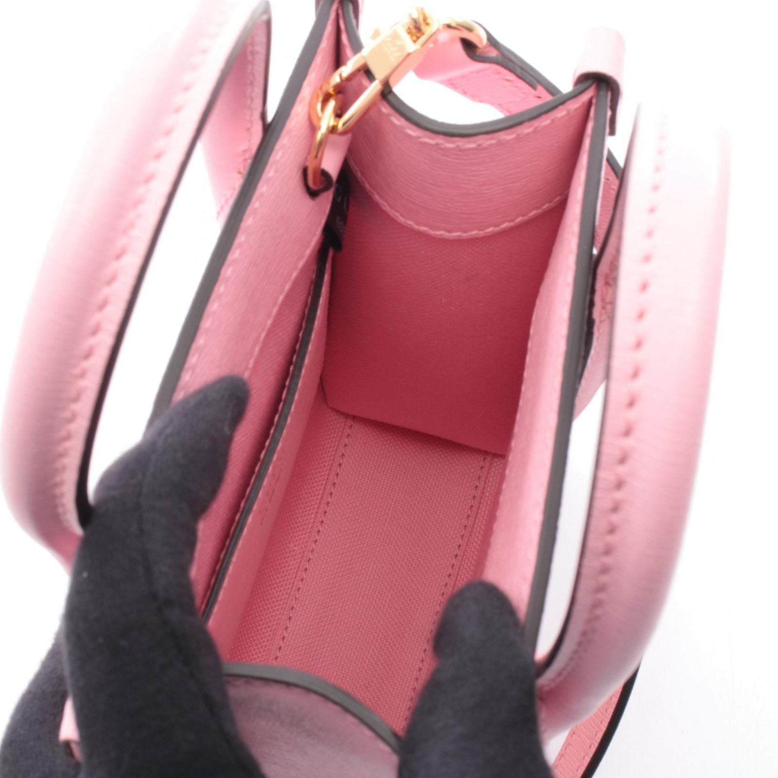 Gucci Handbag Bananya Mini Tote Pink Yellow Leather 2-Way — view 3