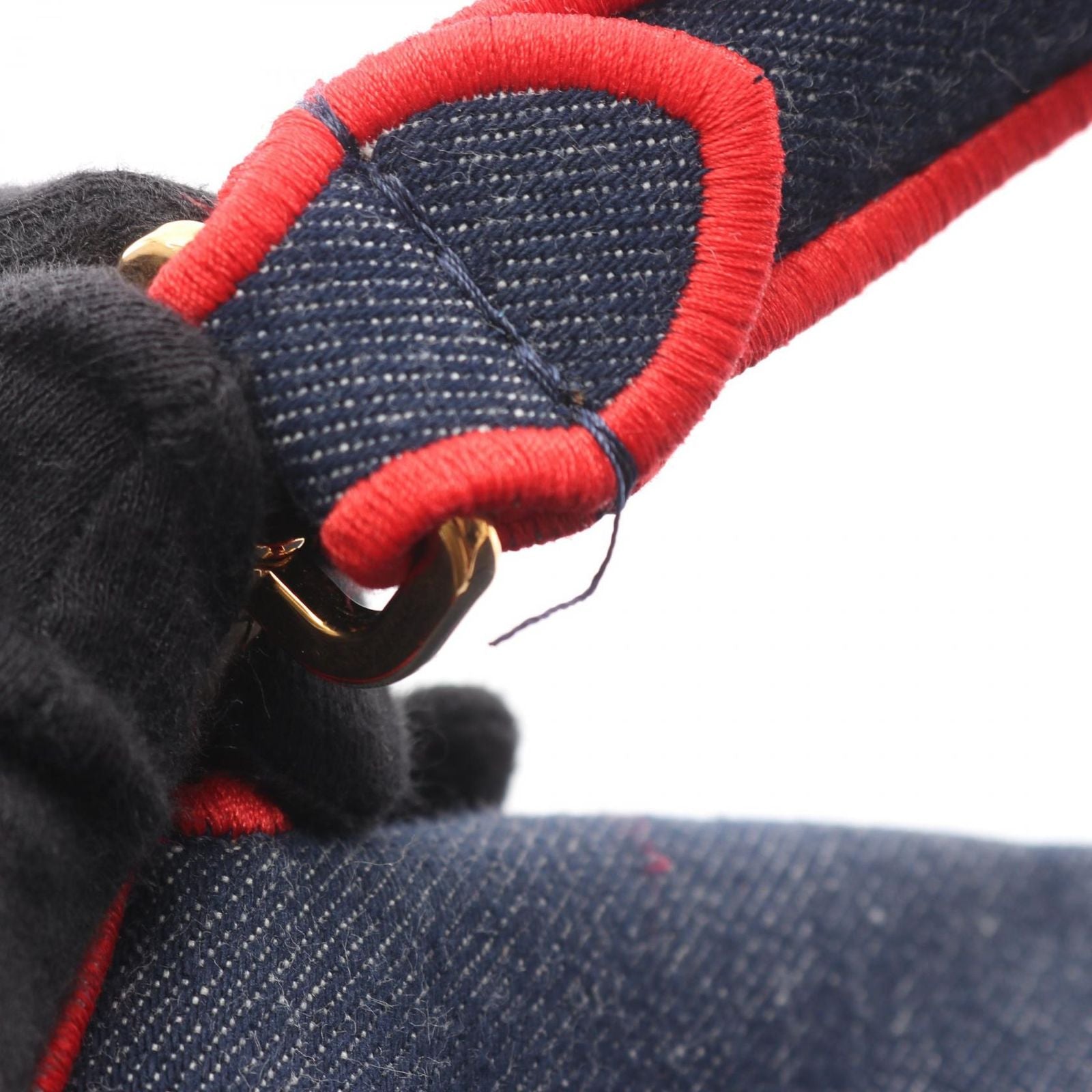 Fendi Mamma Bucket Roma Indigo Blue Red Denim Baguette Bag Large — view 7