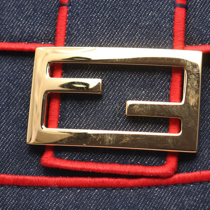 Fendi Mamma Bucket Roma Indigo Blue Red Denim Baguette Bag Large — view 6