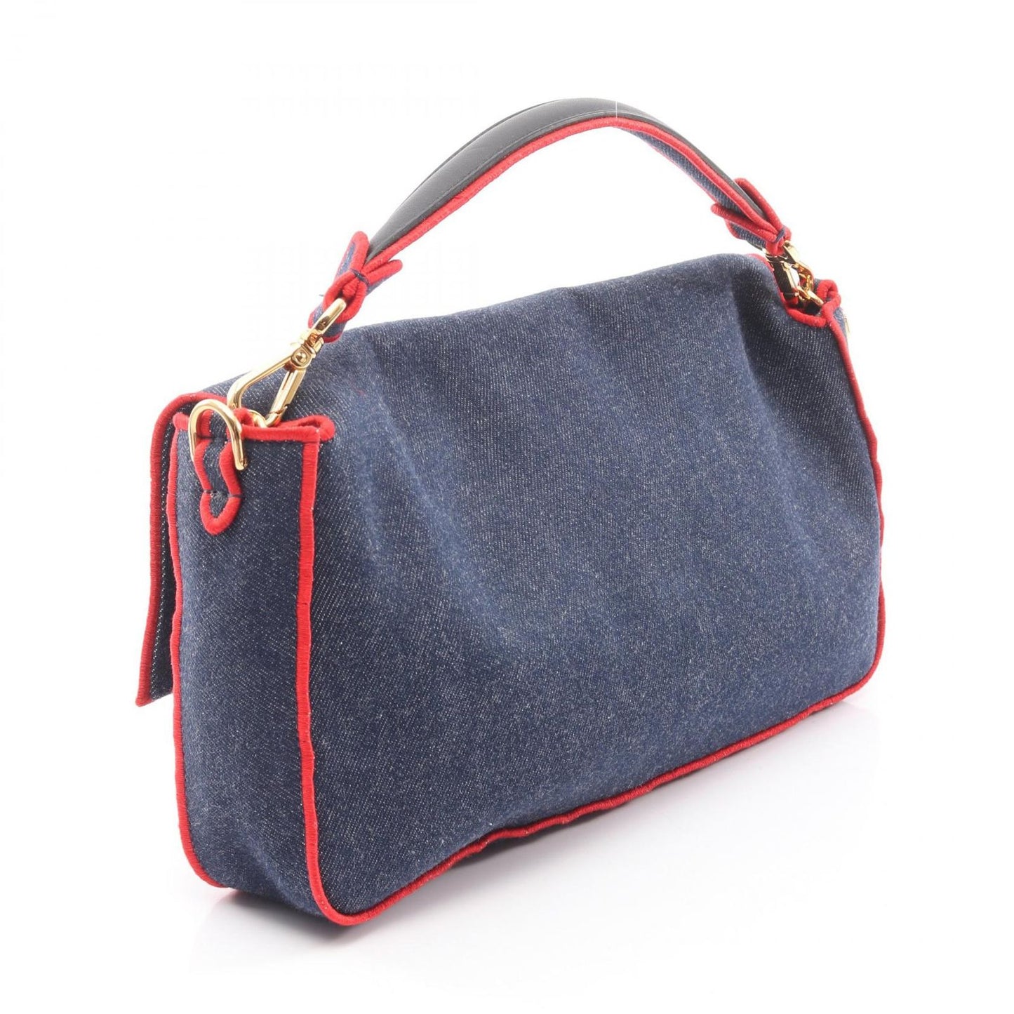 Fendi Mamma Bucket Roma Indigo Blue Red Denim Baguette Bag Large — view 2