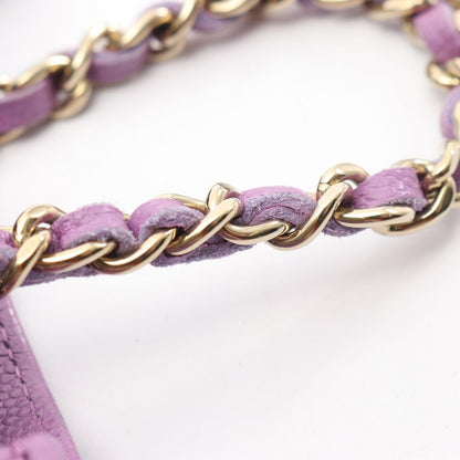 Chanel Shoulder Bag Quilted Purple Caviar Leather Chain Wallet — view 9