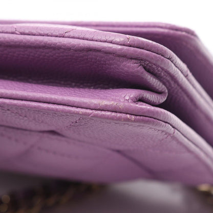Chanel Shoulder Bag Quilted Purple Caviar Leather Chain Wallet — view 8