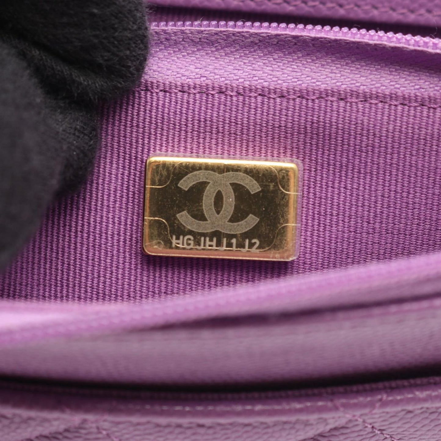 Chanel Shoulder Bag Quilted Purple Caviar Leather Chain Wallet — view 6