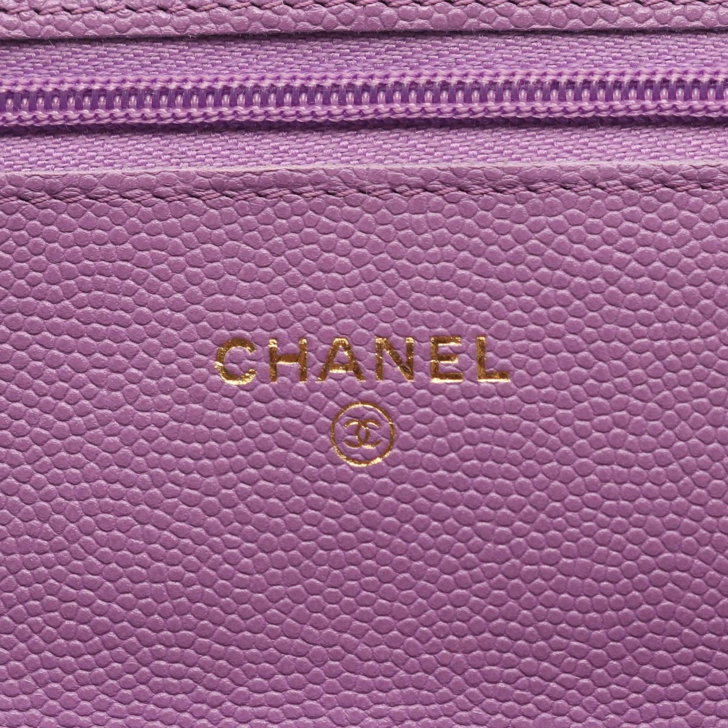 Chanel Shoulder Bag Quilted Purple Caviar Leather Chain Wallet — view 5