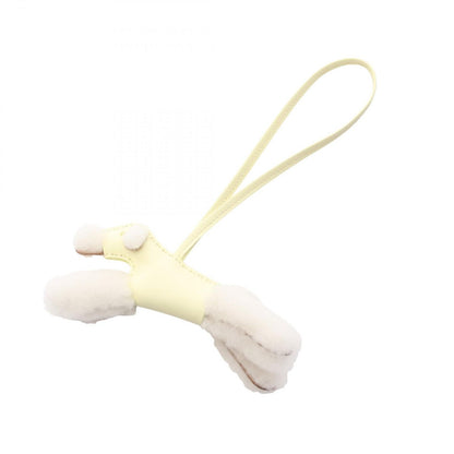 Hermes Charm Buddy Jaune Poussin Shearling Keychain