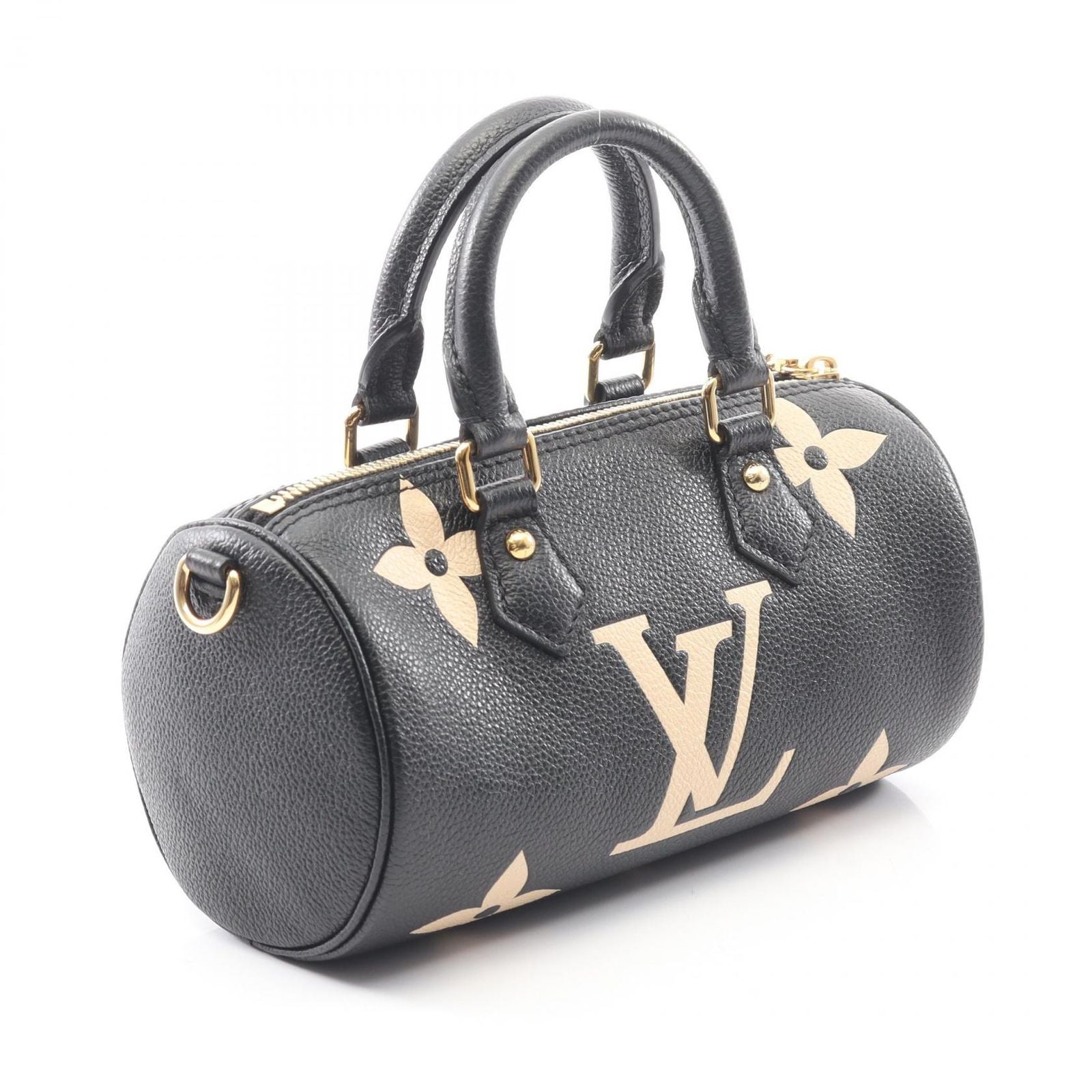 Louis Vuitton Handbag Papillon BB Bicolor Black Beige Leather — view 2