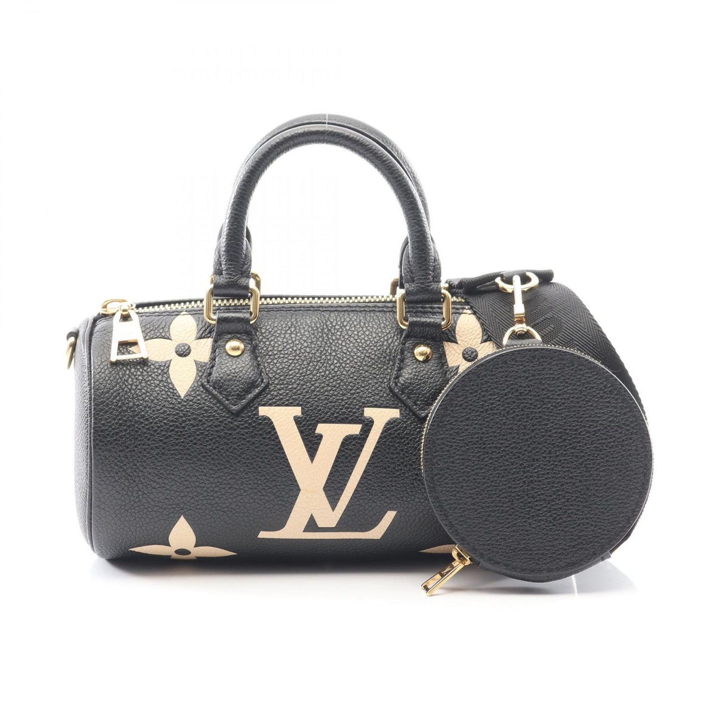 Louis Vuitton Handbag Papillon BB Bicolor Black Beige Leather