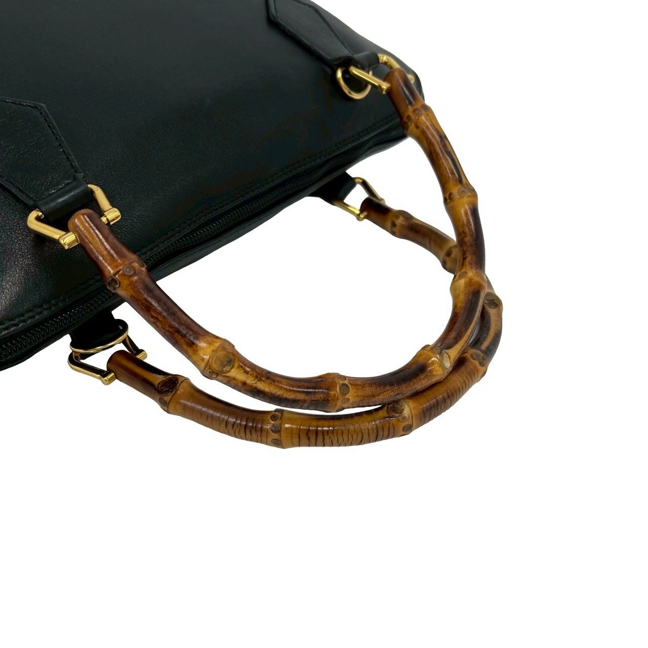 Gucci Vintage Bamb Leather 2-Way Shoulder Bag Black — view 4