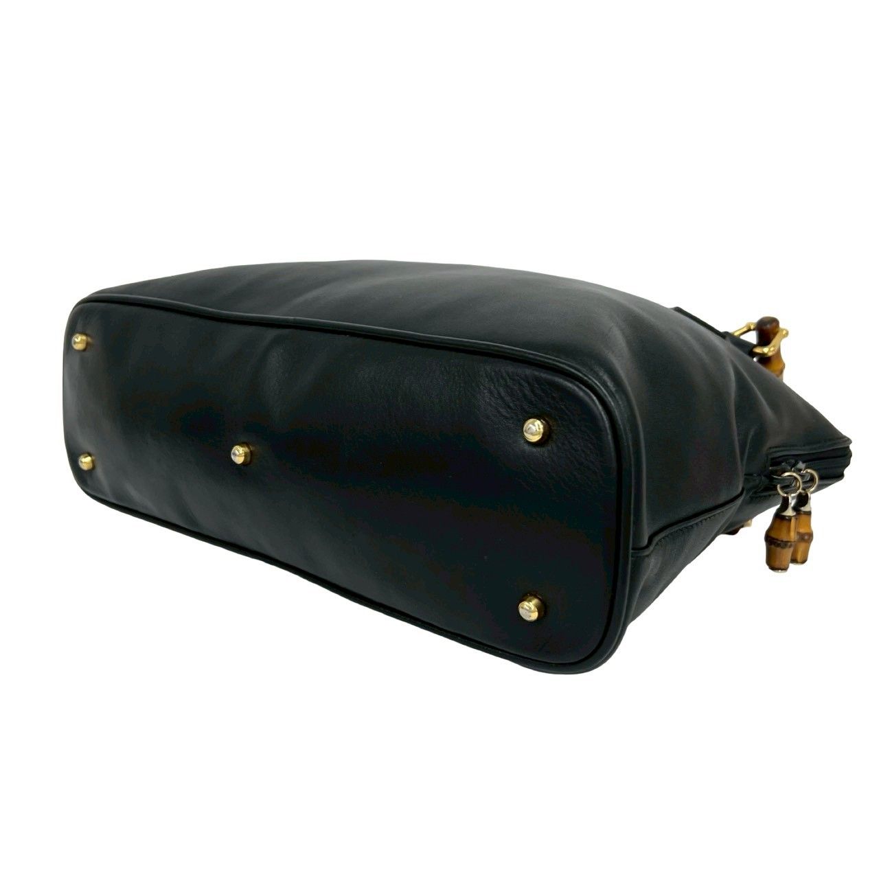Gucci Vintage Bamb Leather 2-Way Shoulder Bag Black — view 8